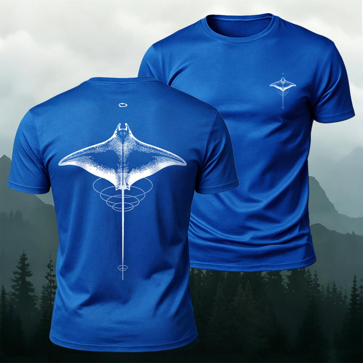Minimalist Manta Ray Pattern Premium Cotton T-Shirt