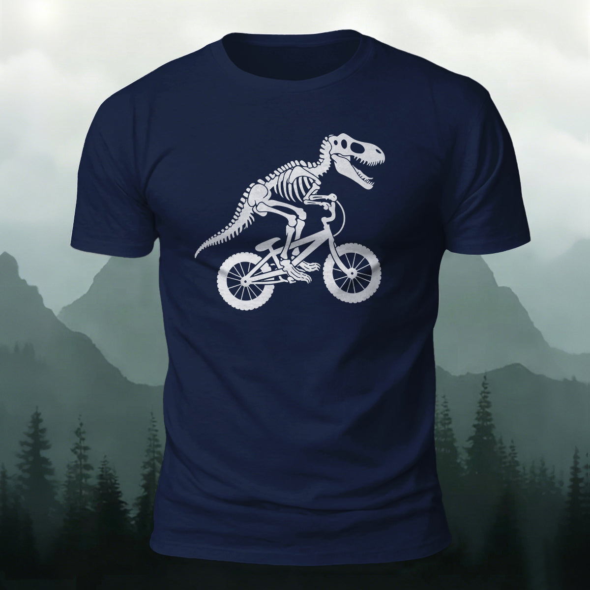 Dinosaur Fossil Cycling Art Print 100% Cotton T-Shirt