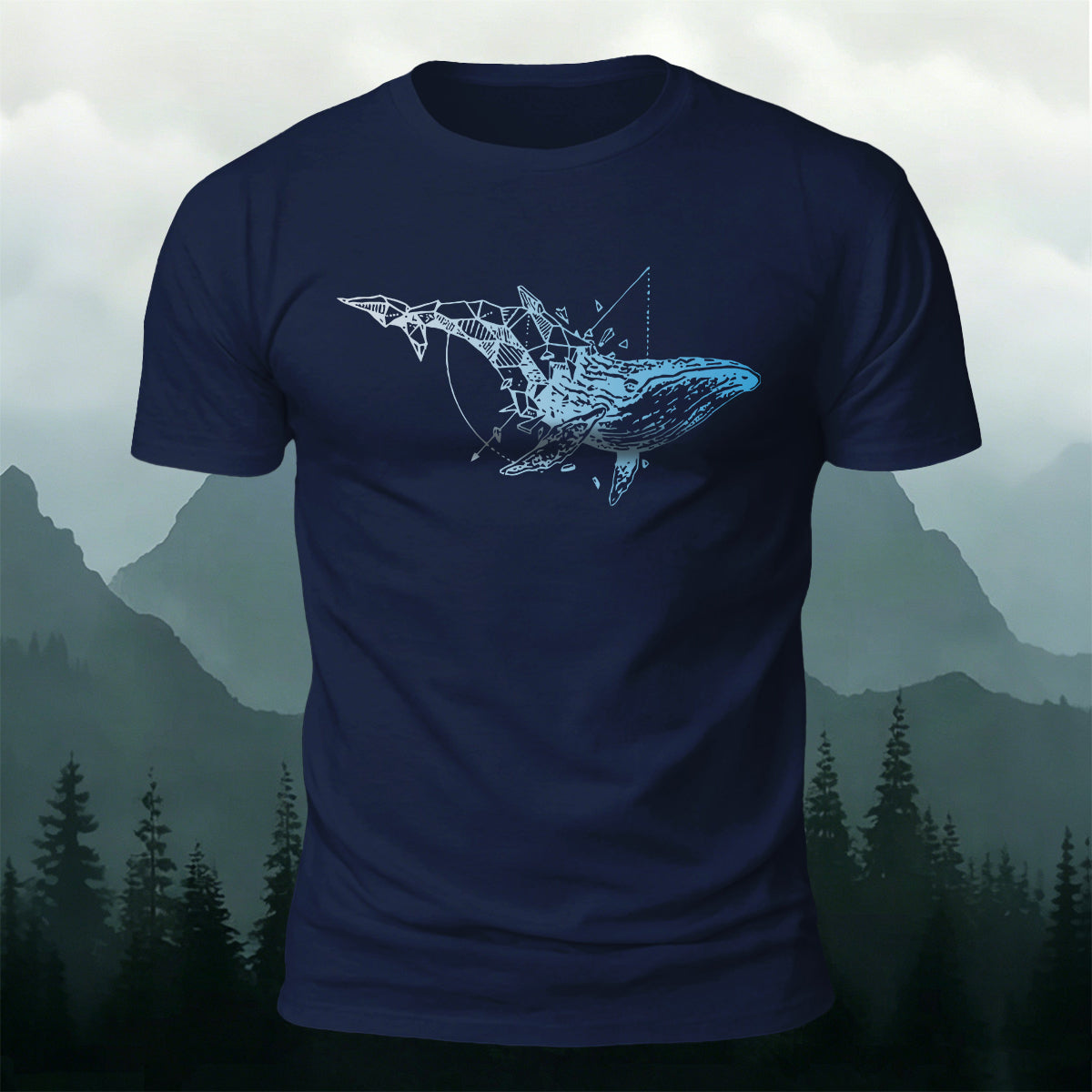 Whale-Print Design Casual 100% Cotton T-Shirt