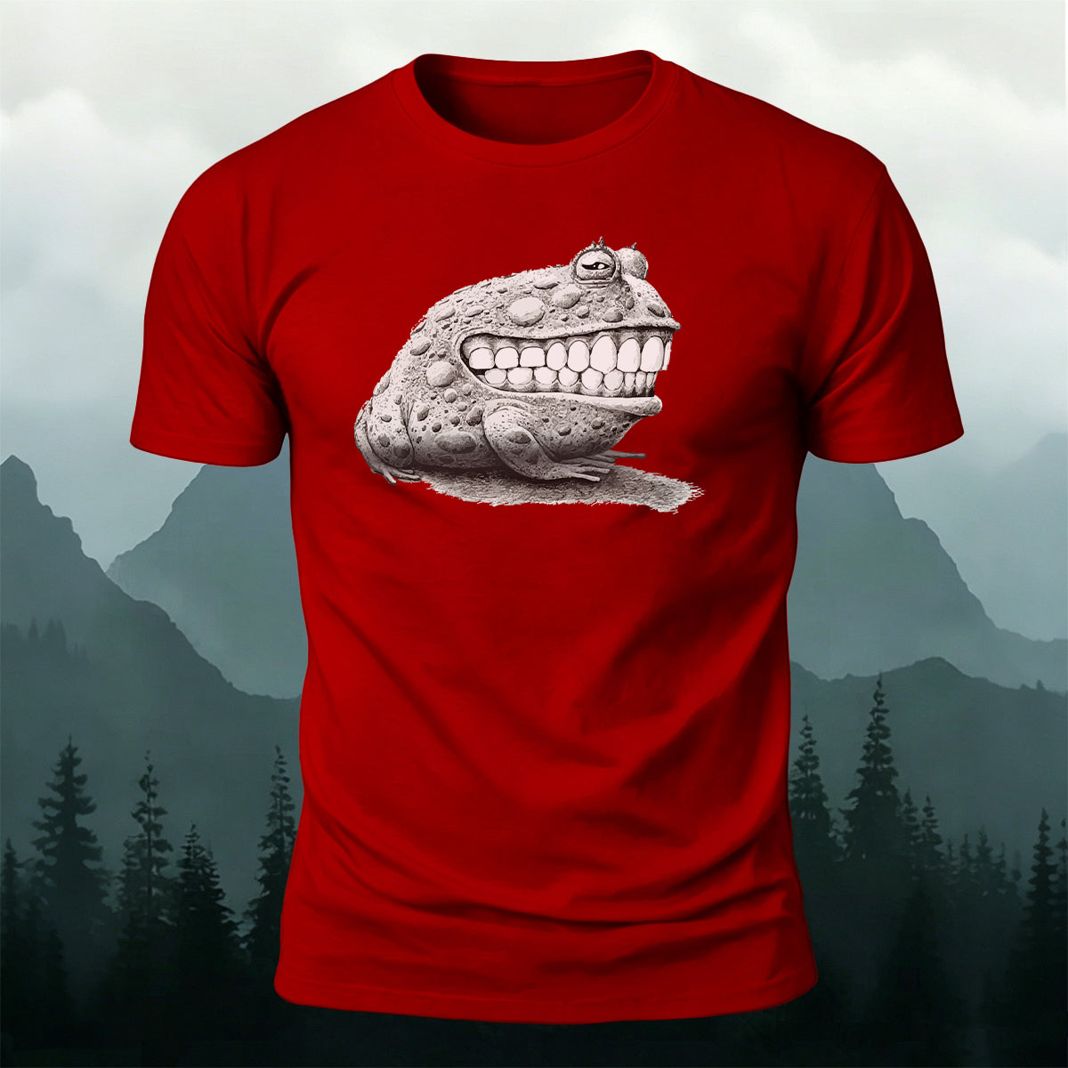 Fun Frog DesignCasual 100% Cotton T-Shirt Red