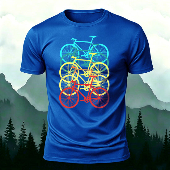 Bicycle Graphic Outdoor Soft Premium Cotton T-Shirt Blue