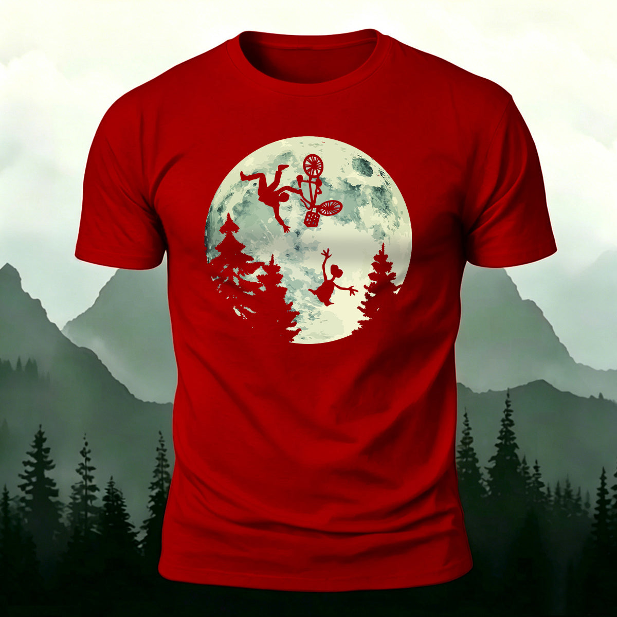 Ride the Moon Casual Cotton T-Shirt Red