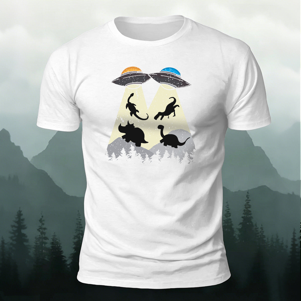Alien Spaceship Design Casual Cotton T-Shirt