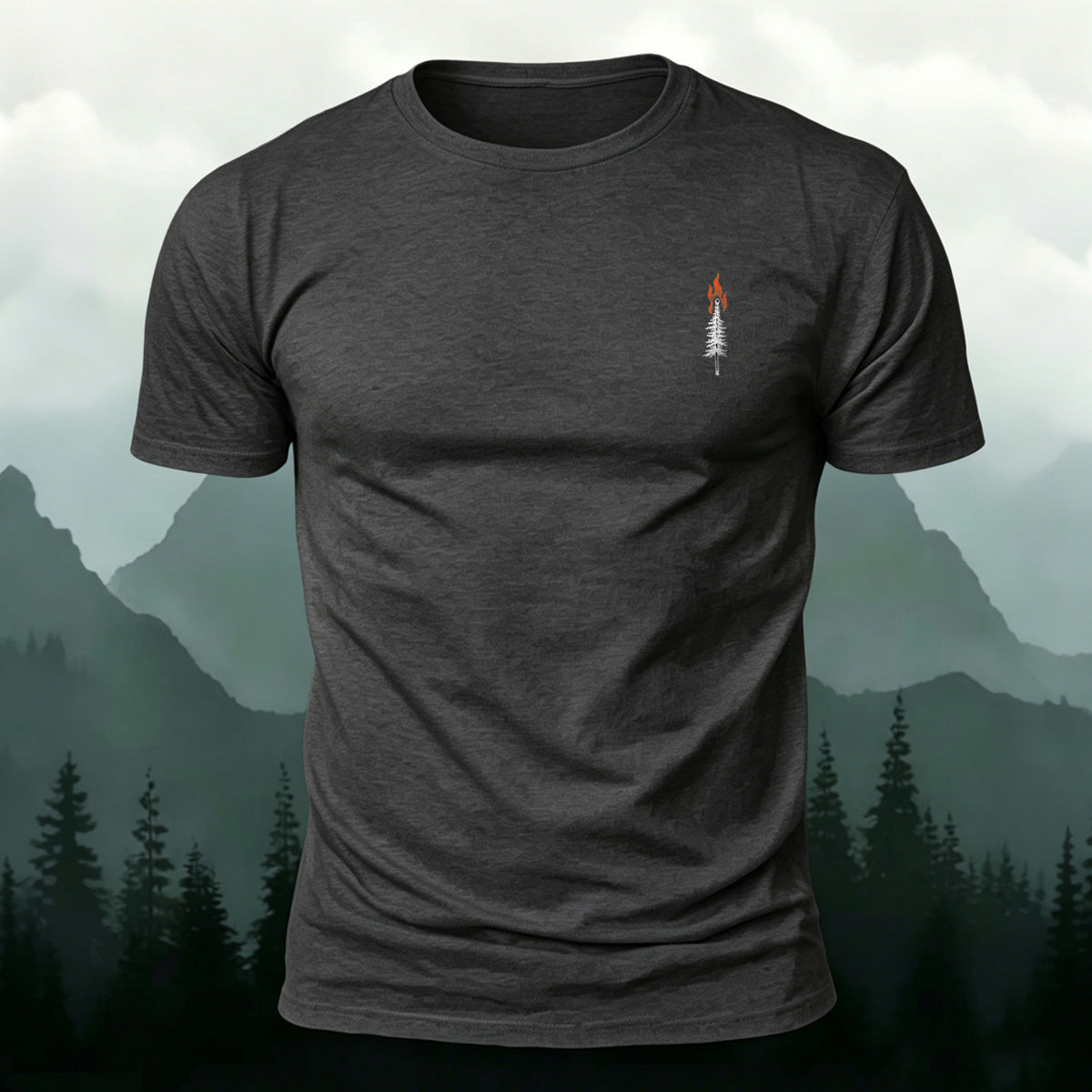 Artistic Minimalist Pattern Mountain-Style Casual T-Shirt