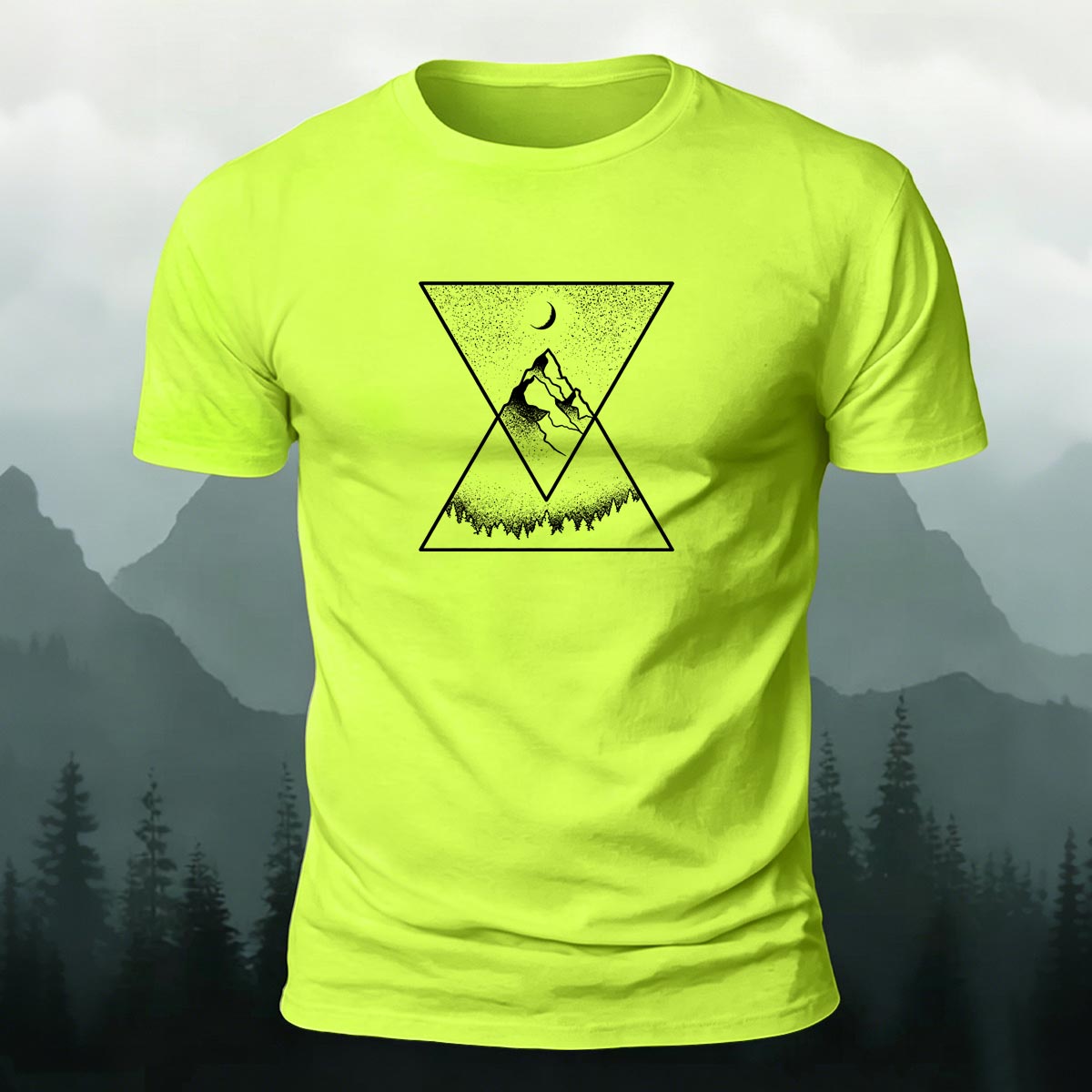Creative Forest Mountain Print Casual T-Shirt