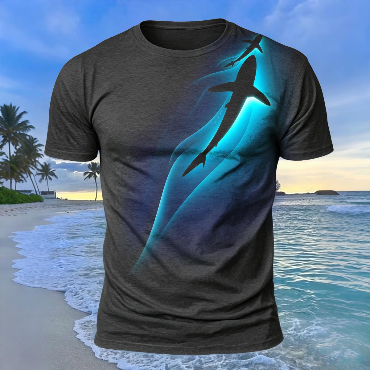 Ocean Spirit Whale Print 100% Cotton Casual T-Shirt
