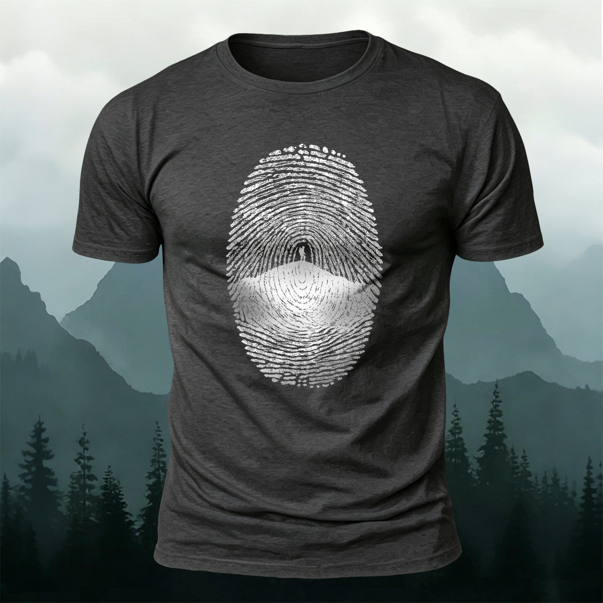 Fingerprint Print Artistic Natural Premium Cotton T-Shirt Dark Grey