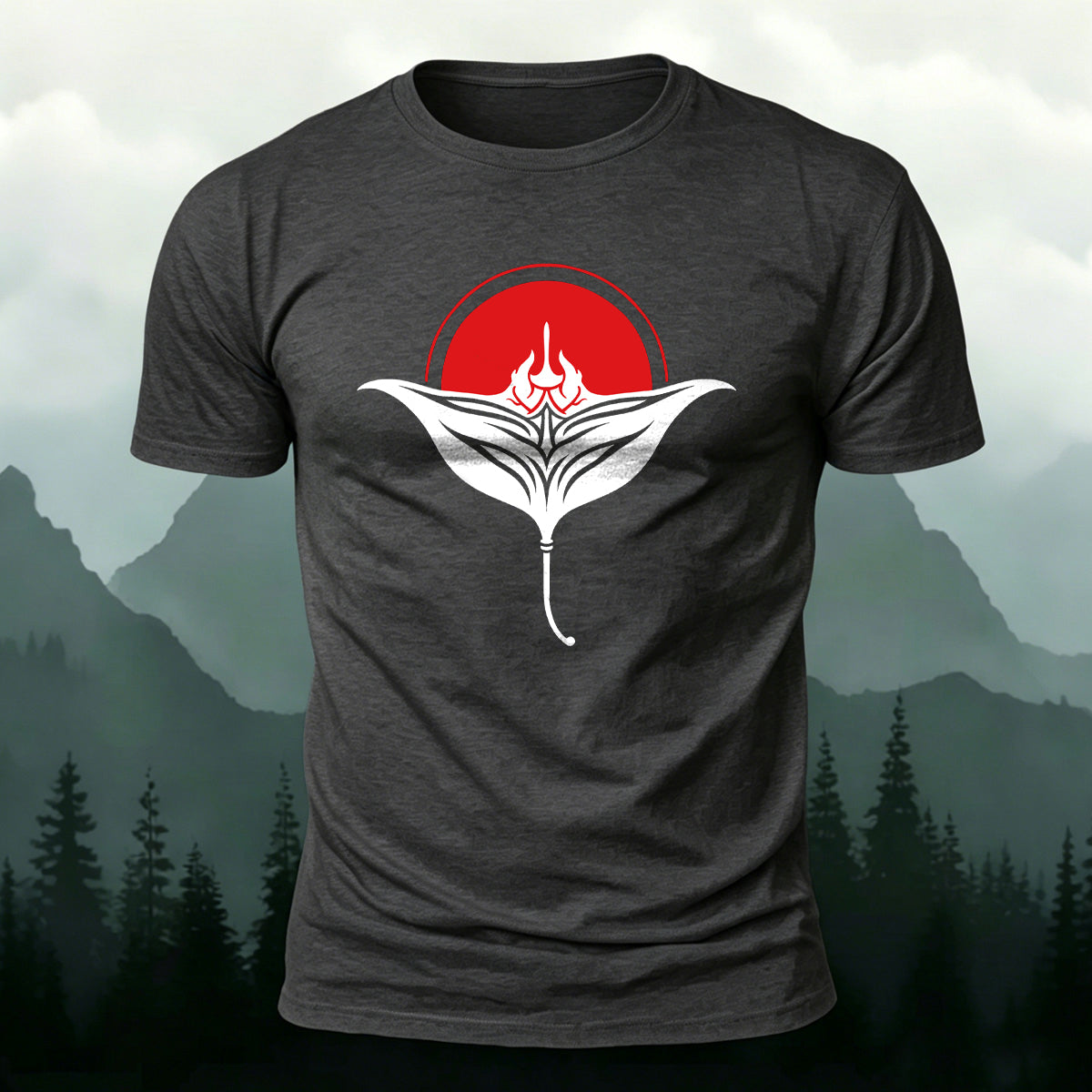 Manta Ray Red Sun Nature Skin-Friendly T-Shirt