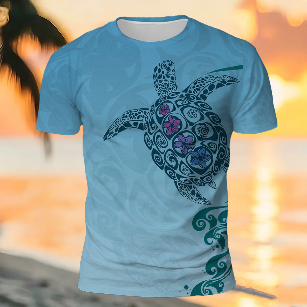 Artistic Turtle Print 100% Cotton Casual T-Shirt 1
