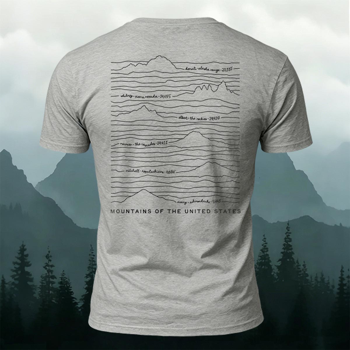 Mountain Print on the Back Relaxed-Fit Cotton T-Shirt