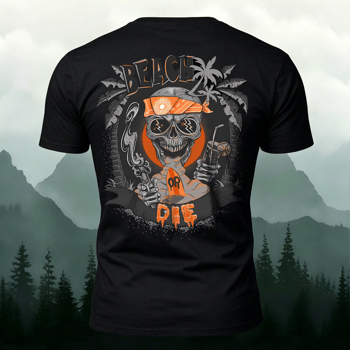 Skull Beach Vacation Fashion 100% Cotton T-Shirt