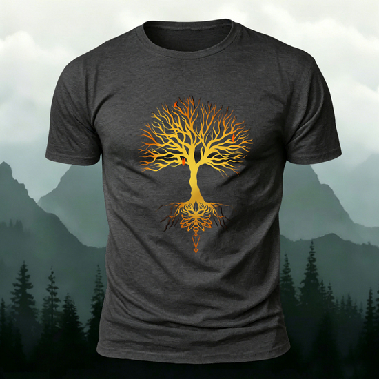 Glowing Tree Natural Casual Premium Cotton Tee Dar Grey
