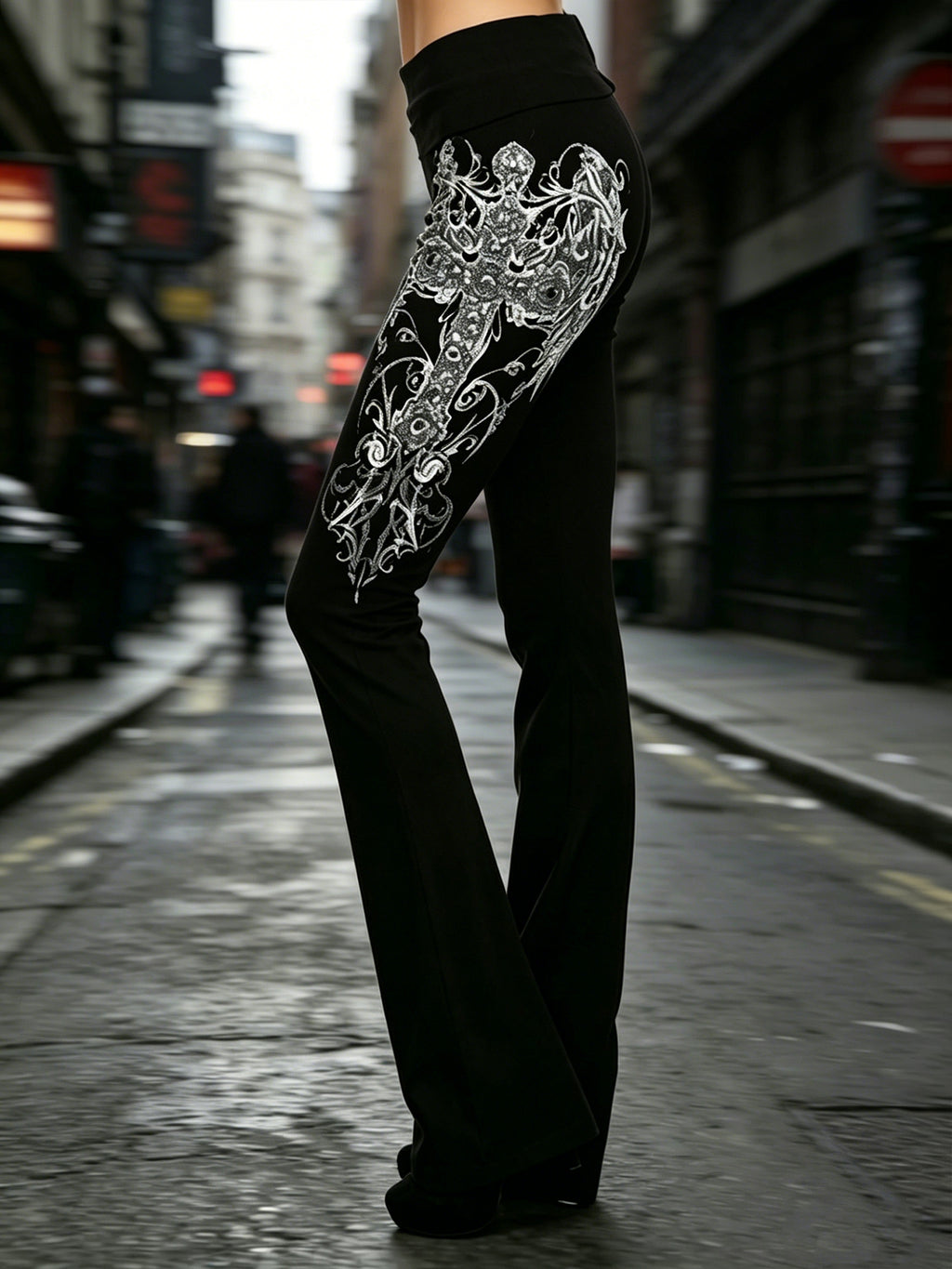 Printed Sexy Slim Fit Stretch Flared Pants