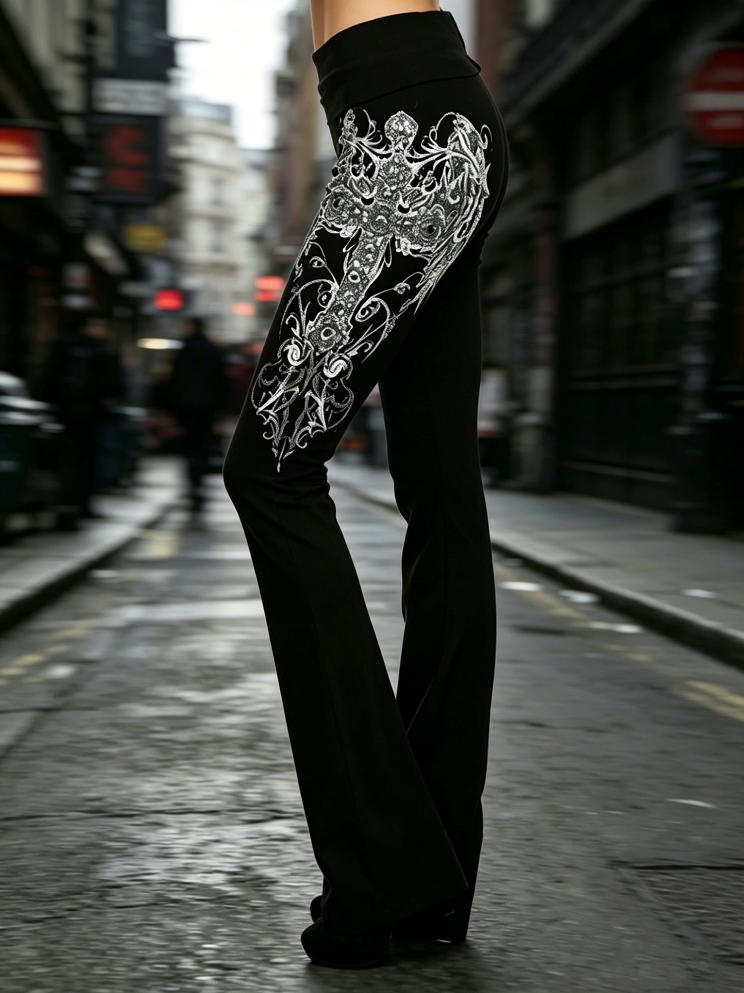 Printed Sexy Slim Fit Stretch Flared Pants