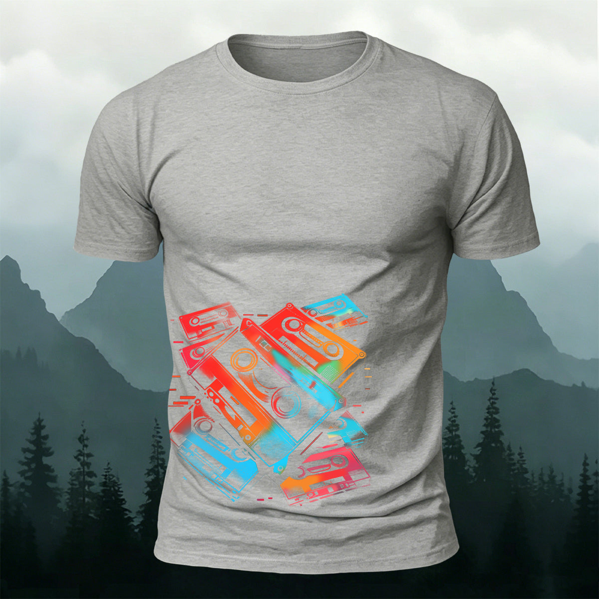 Music Cassette Graphic Trendy Casual Skin-friendly Tee