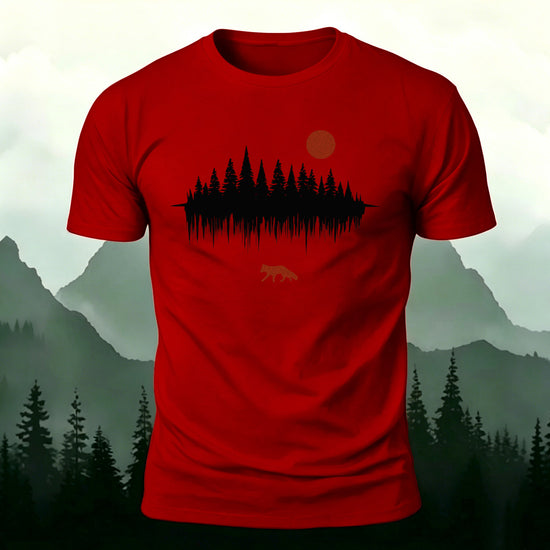 Forest Reflection Natural Leisure Premium Cotton T-Shirt Red