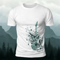 Ice Crystal Guitar Printed 100% Cotton Versatile Casual Tee