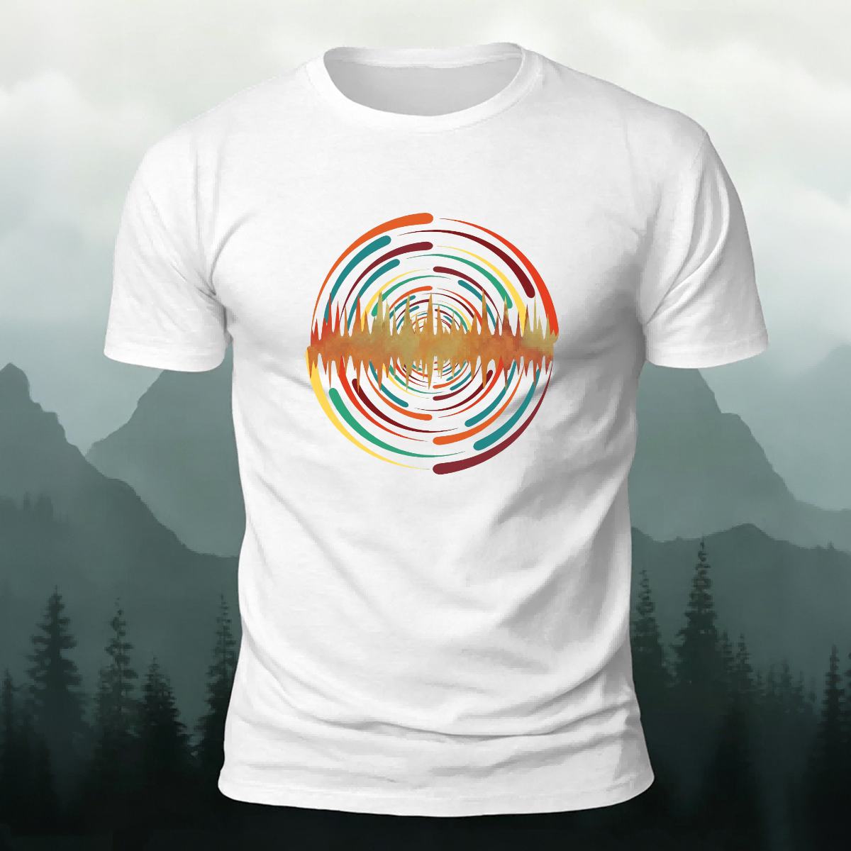Colorful Pattern Artistic Casual Premium Cotton T-Shirt White