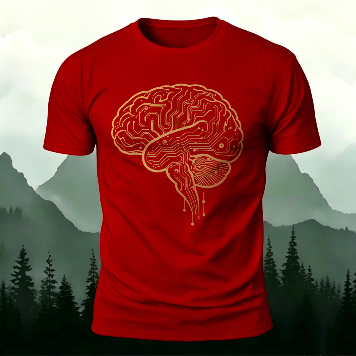 Brain Print Minimalist Premium Cotton Casual T-shirt
