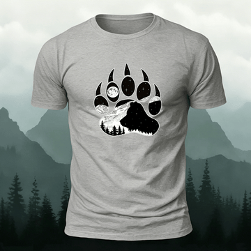Animal Footprint Outdoor Casual Skin-friendly Tee Grey