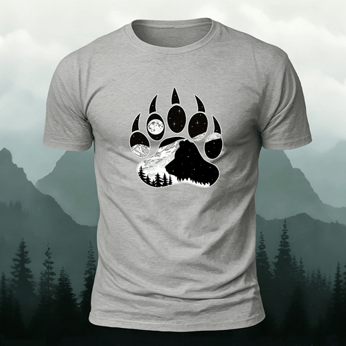 Animal Footprint Outdoor Casual Skin-friendly Tee Grey