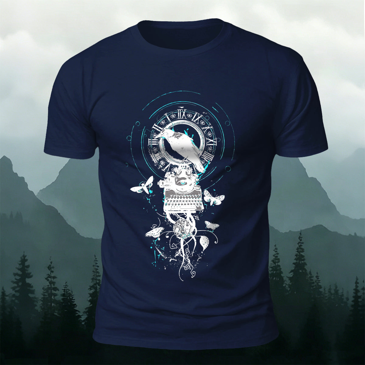 Artistic Bird Print Fashionable 100% Cotton T-Shirt