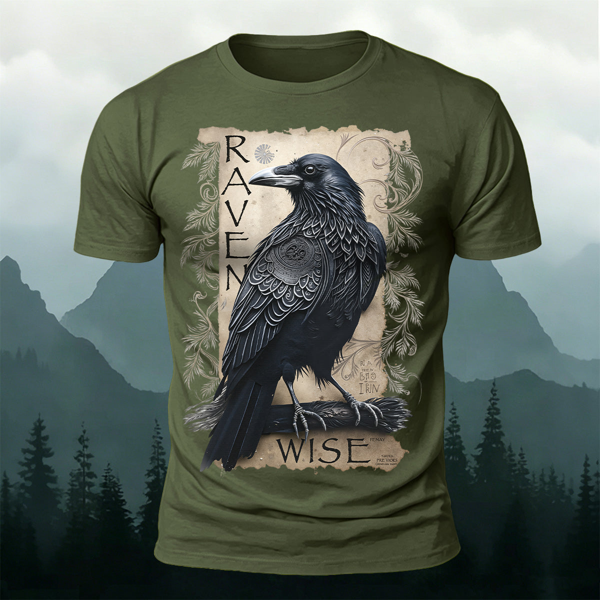 Retro Bird Print Casual Premium Cotton T-Shirt