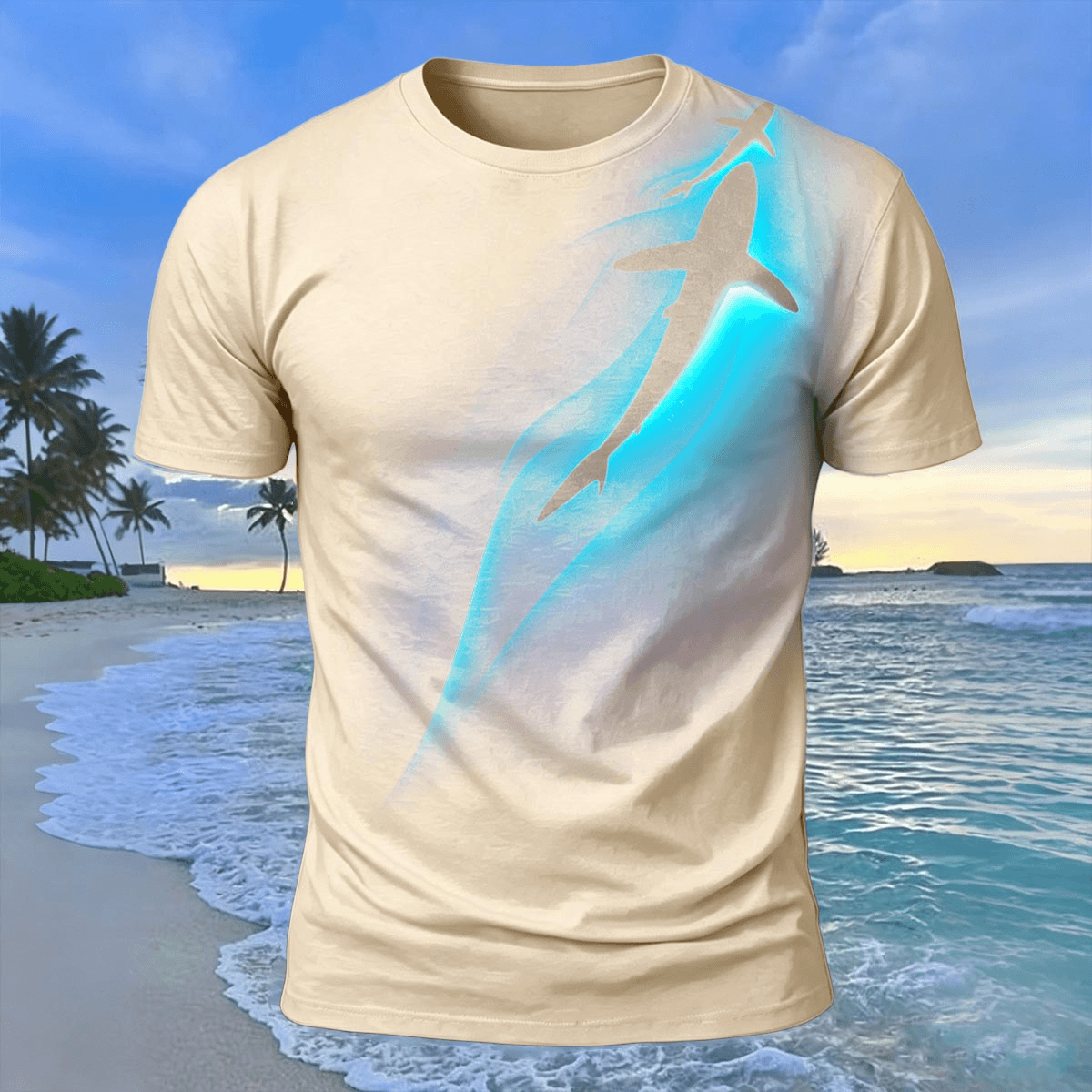 Ocean Spirit Whale Print 100% Cotton Casual T-Shirt