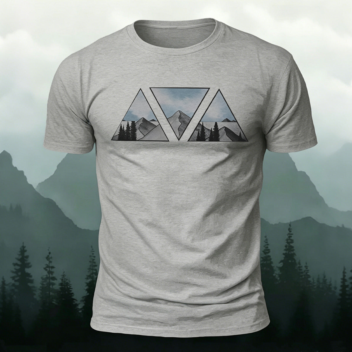 Geometric Pattern Print Soft-touch Feel Casual T-Shirt