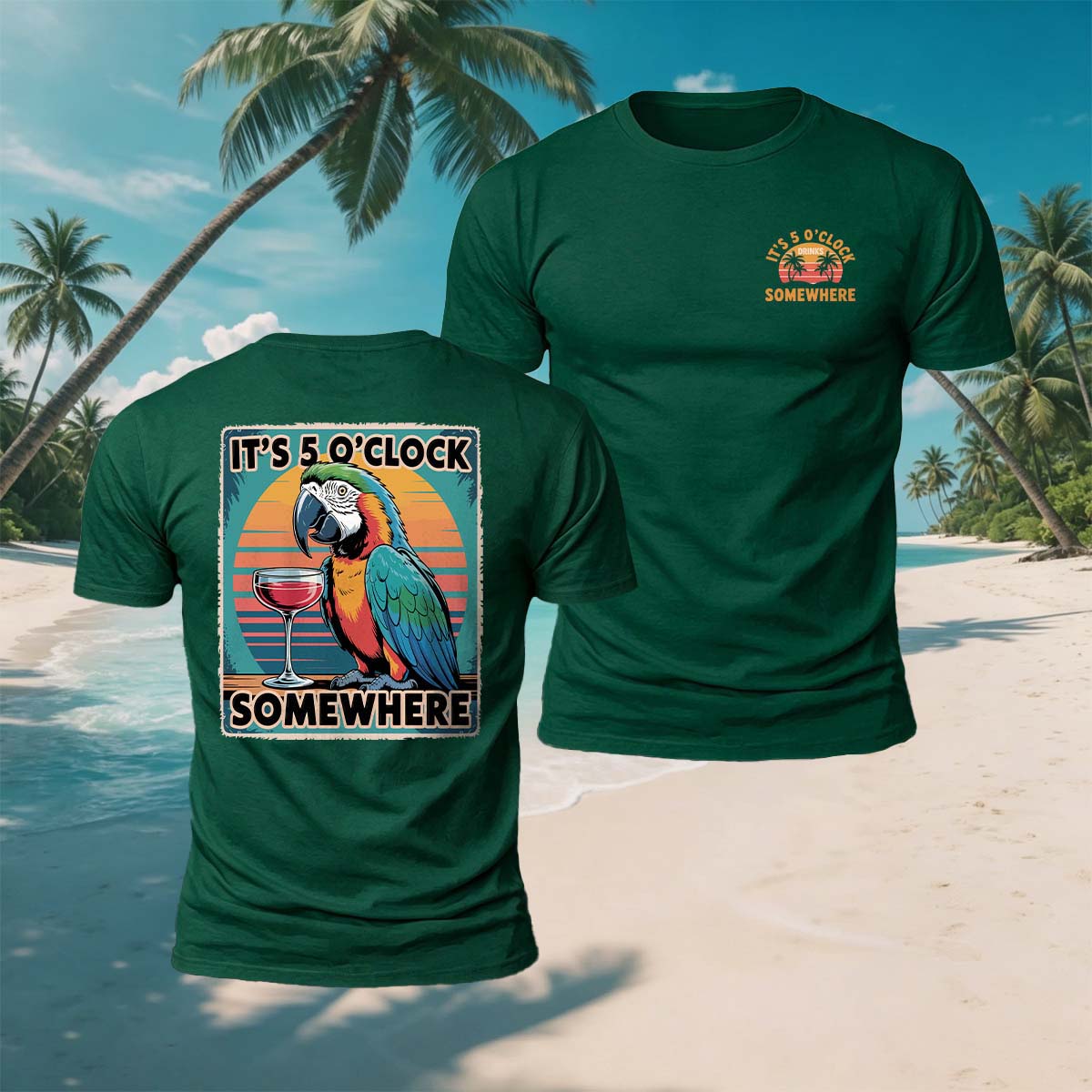 Fun Parrot Red Wine Print Casual Breathable Tee
