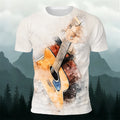 Guitar Print Vintage Distressed Trendy T-Shirt