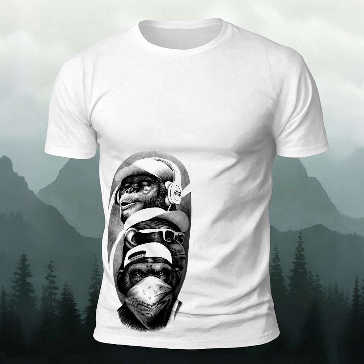 Artistic Gorilla Print Casual 100% Cotton T-Shirt