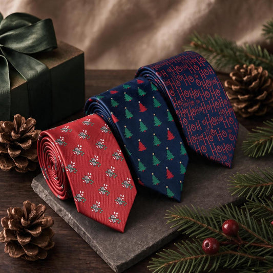 Jacquard Mistletoe Christmas Tree Necktie