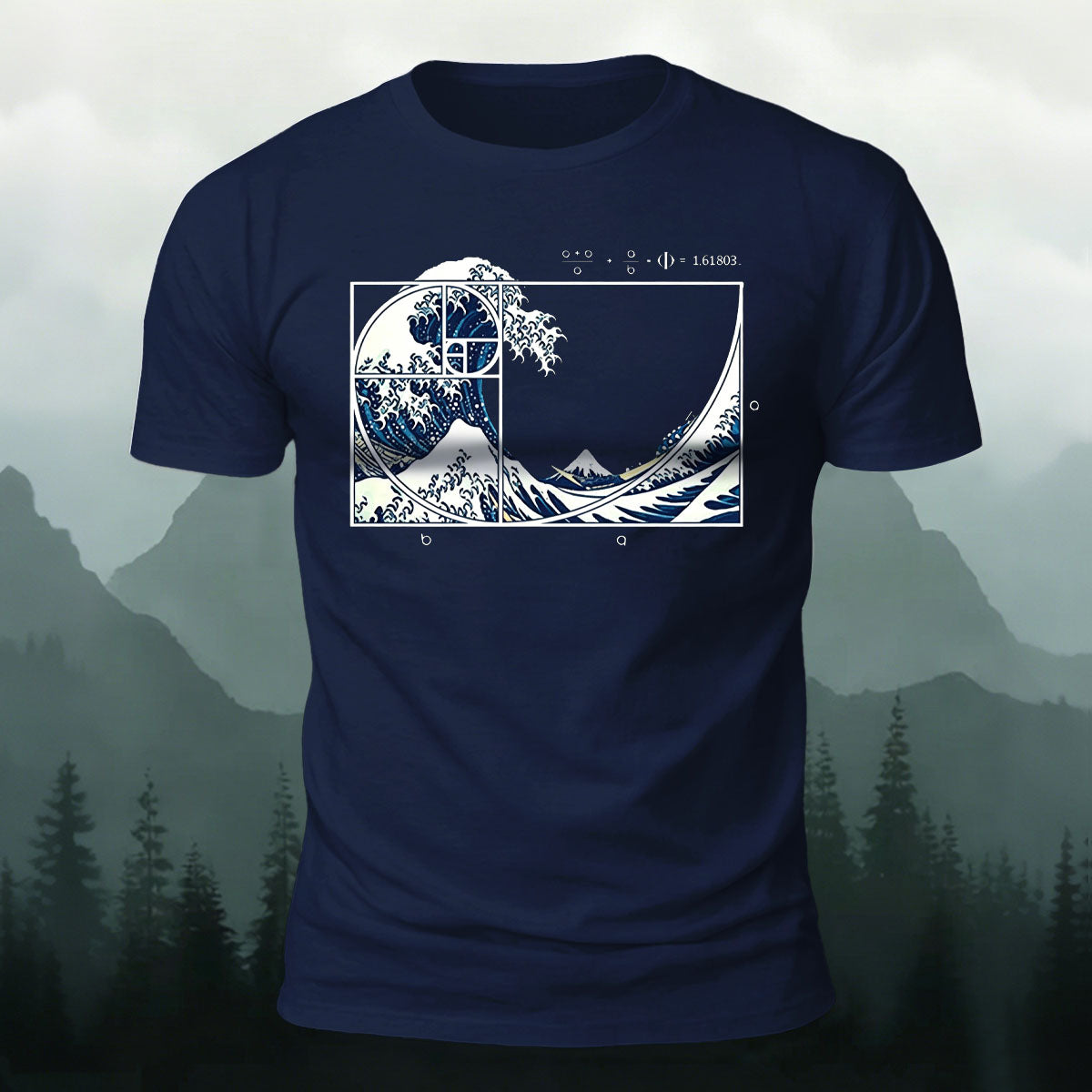 Waves Pattern Natural Style Skin-friendly Casual T-Shirt Blue