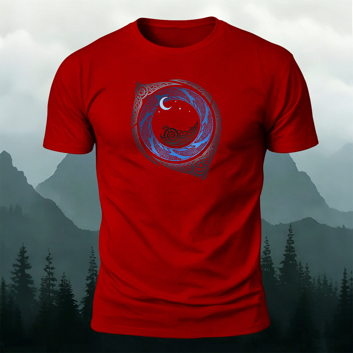 Spiral Mythical Totem Print Casual Cotton T-Shirt