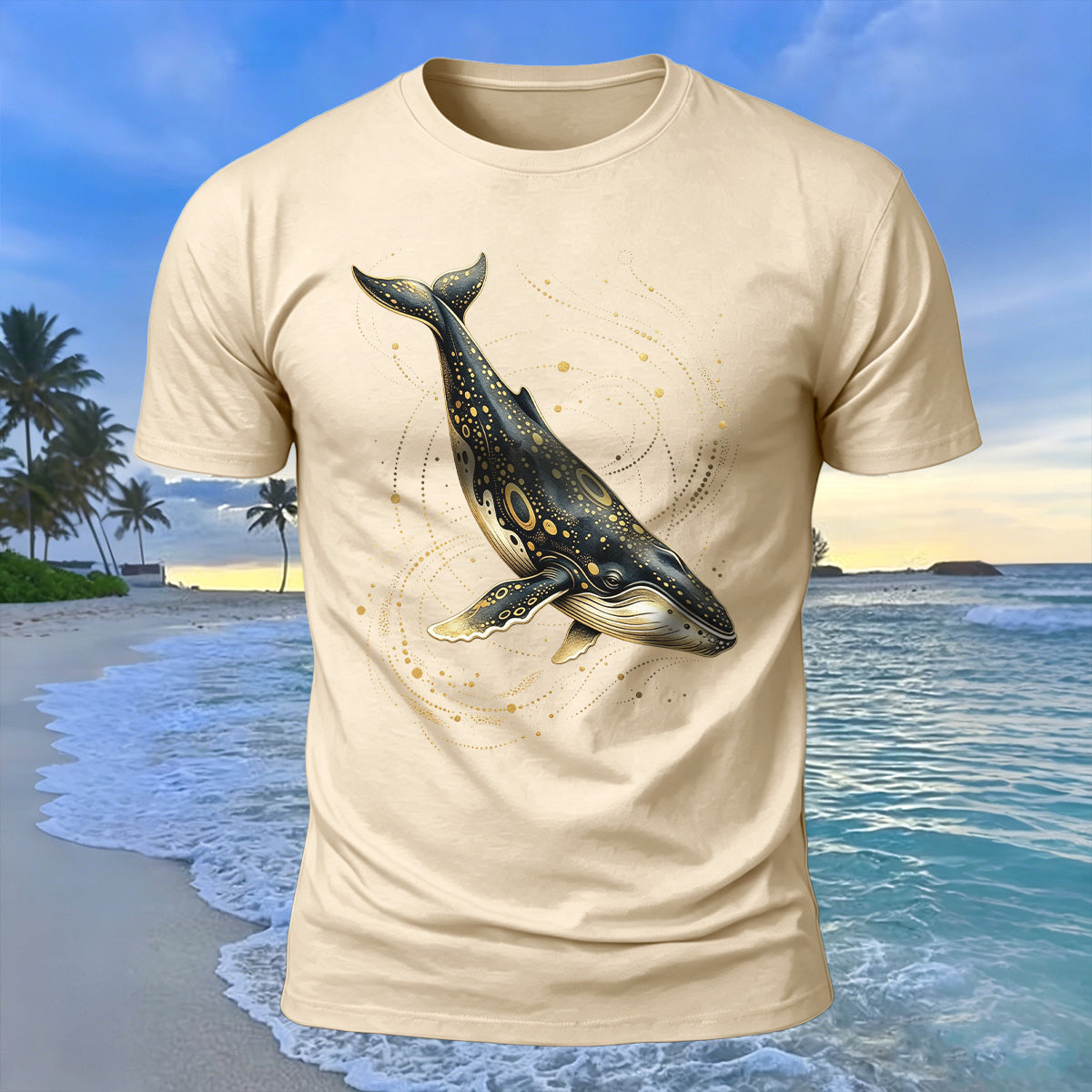 Creative Whale Art Print 100% Cotton Soft-Touch T-Shirt