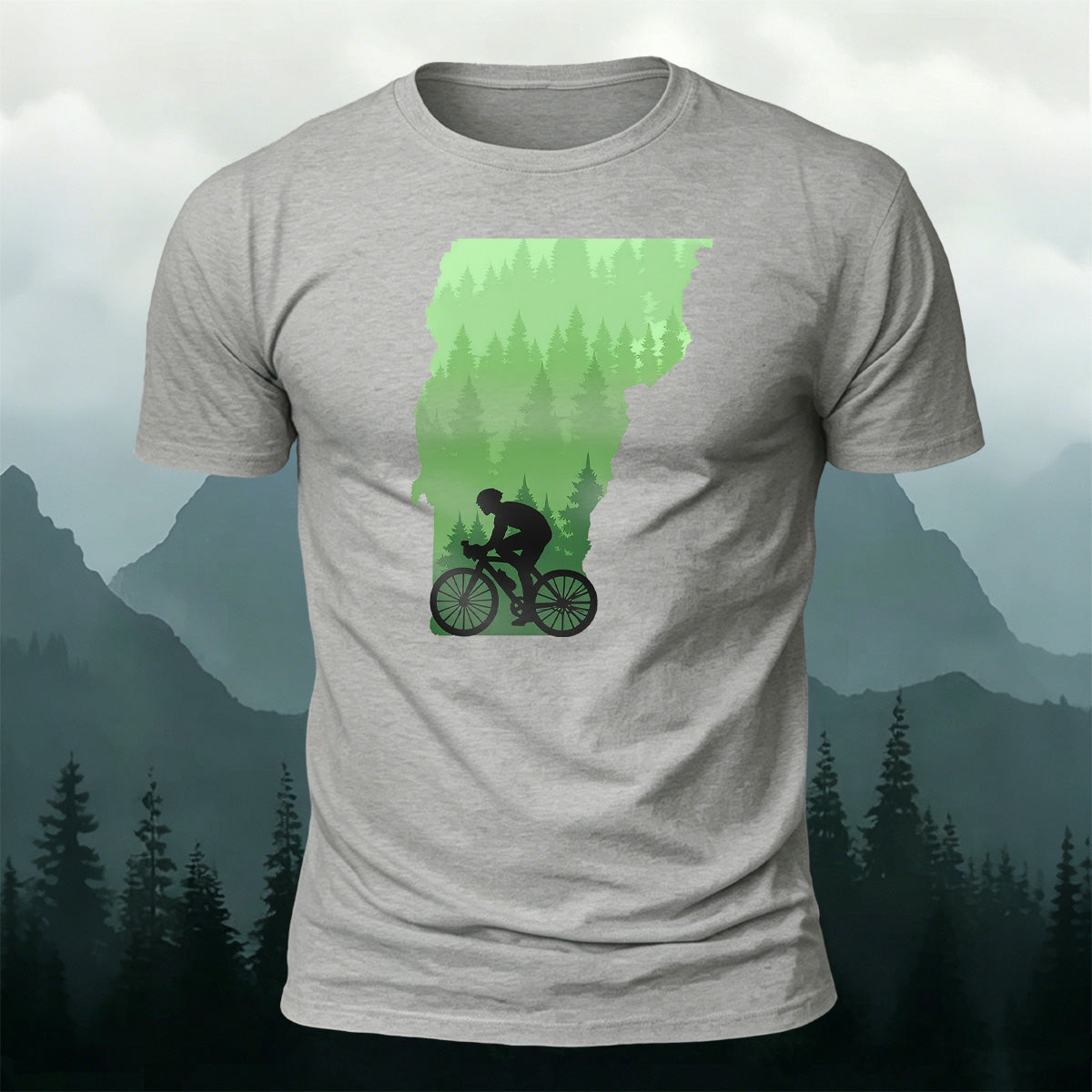 Outdoor Cycling Print Combed Cotton Comfort T-Shirt Grey