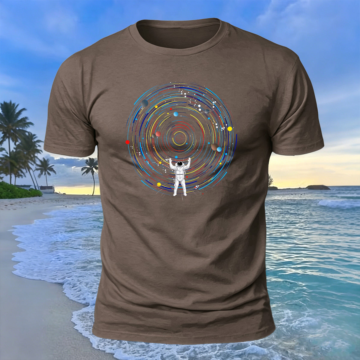 Space Astronaut Print Casual Premium Cotton T-Shirt