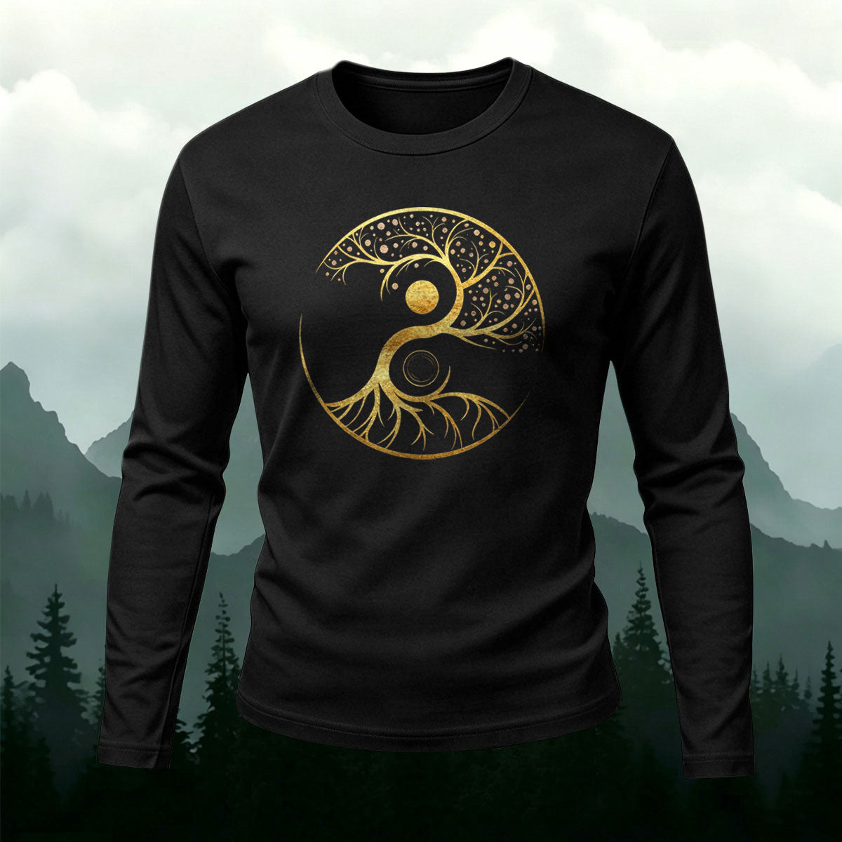 Artistic Tree Casual Long-Sleeve 100% Cotton T-Shirt