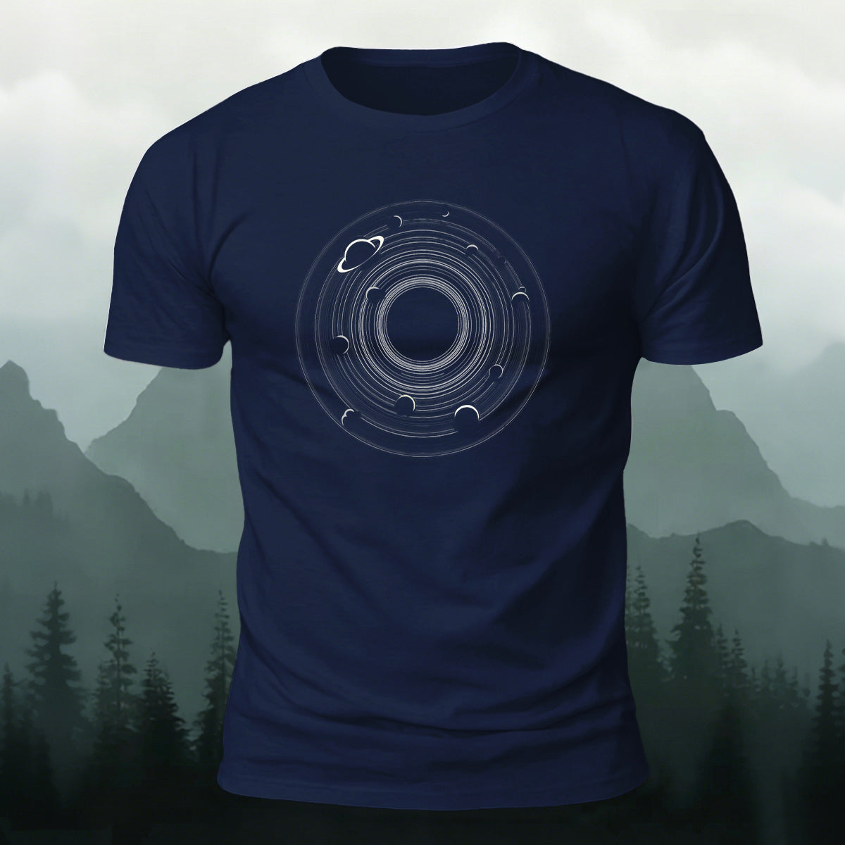 Vast Space Pattern Print Soft-touch Feel T-Shirt Navy
