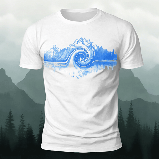 Abstract Landscape Print Premium Cotton Casual T-Shirt White