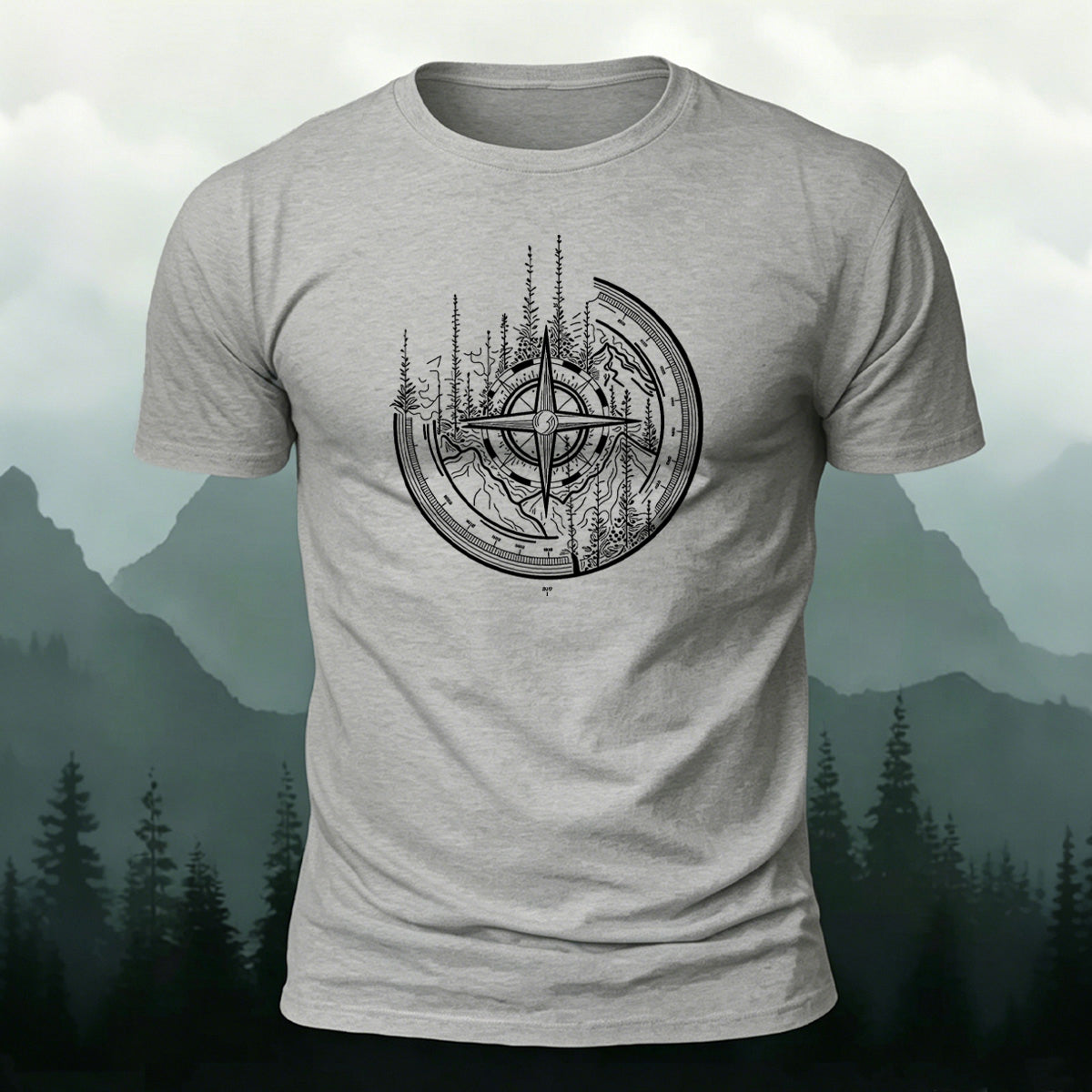 Design-style Pattern Outdoor Trendy Premium Cotton Tee Grey