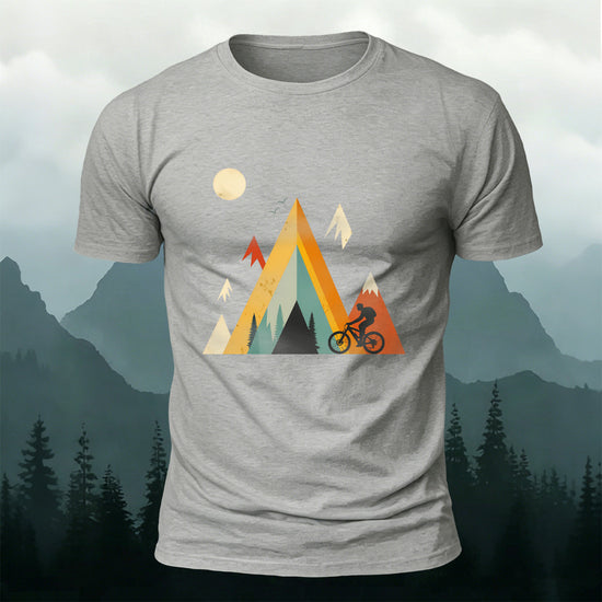 Outdoor Cycling Illustration Design Cotton Casual T-Shirt Grey