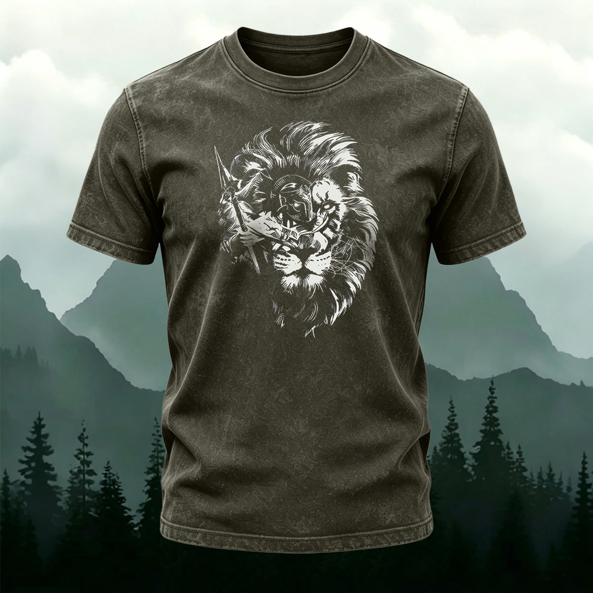 Fierce Lion Street Trend Washed Cotton Casual T-Shirt