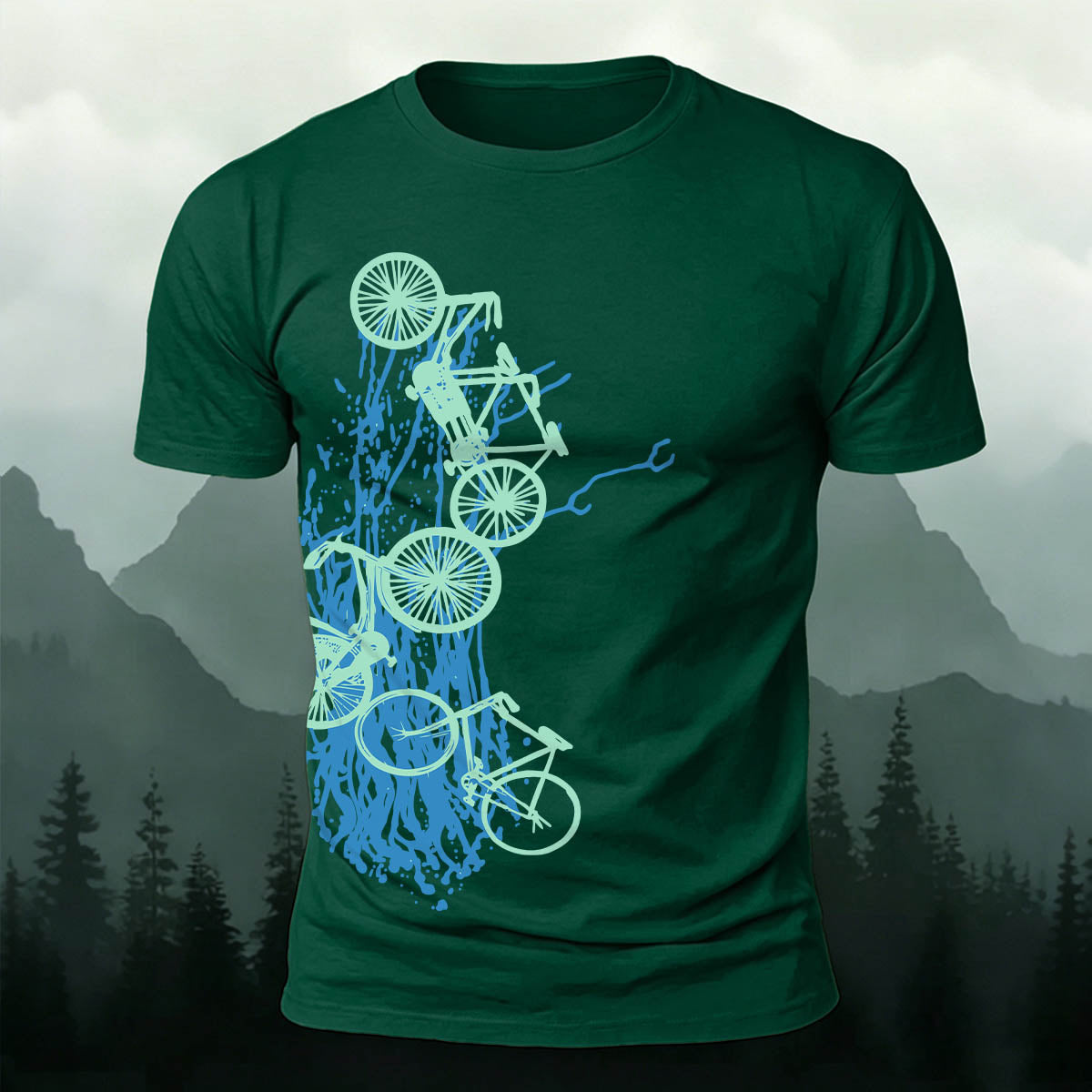 Artistic Bicycle Print Outdoor Casual Cotton T-Shirt