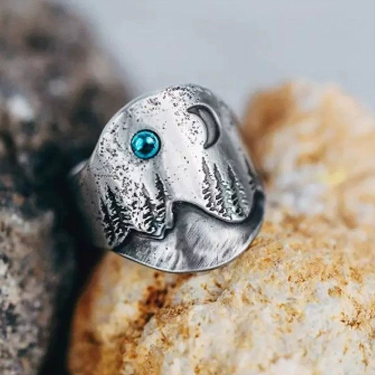 Natural Mountain Moon Trend Design Bohemian Ring