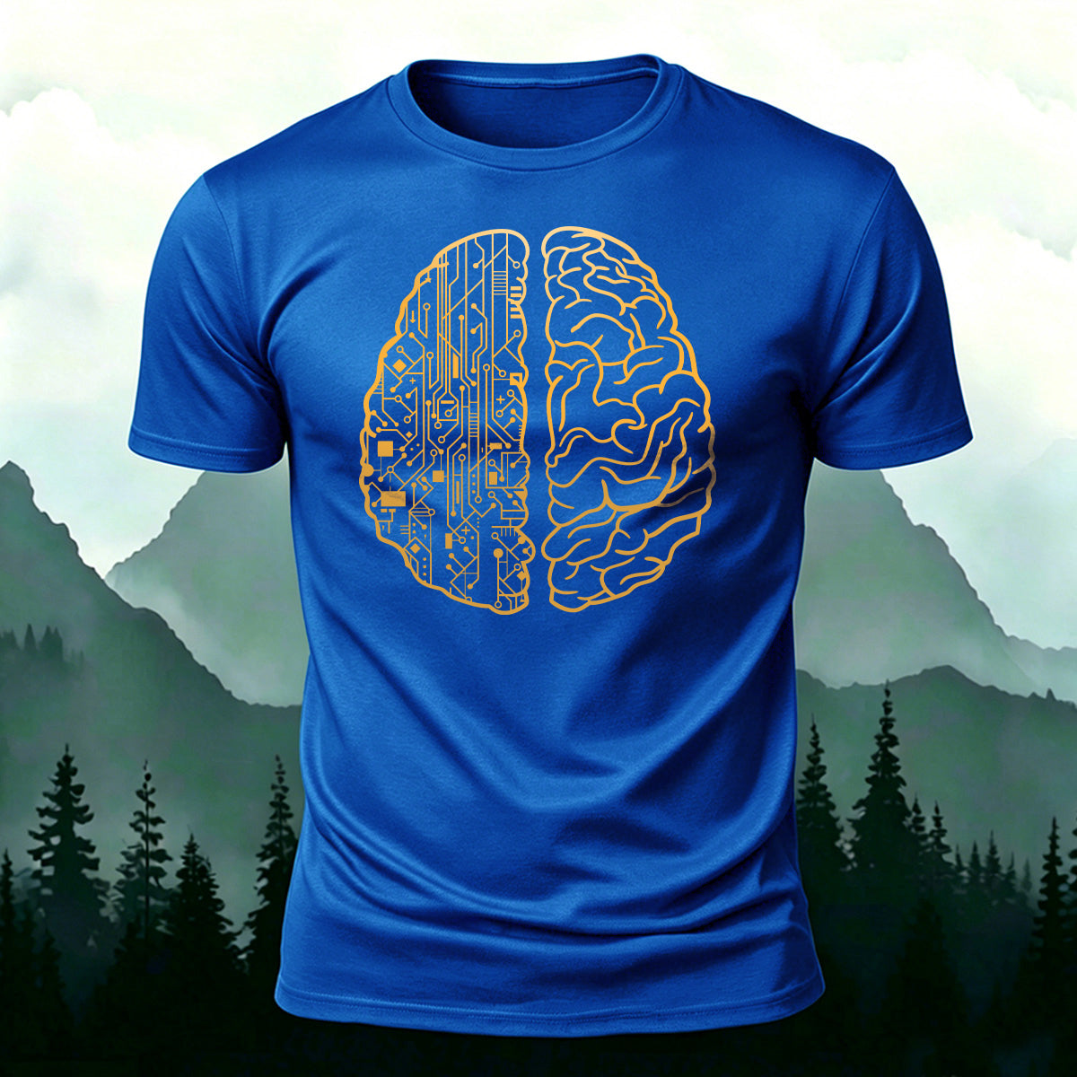 Simple Creative Brain Graphic Breathable Cotton T-Shirt