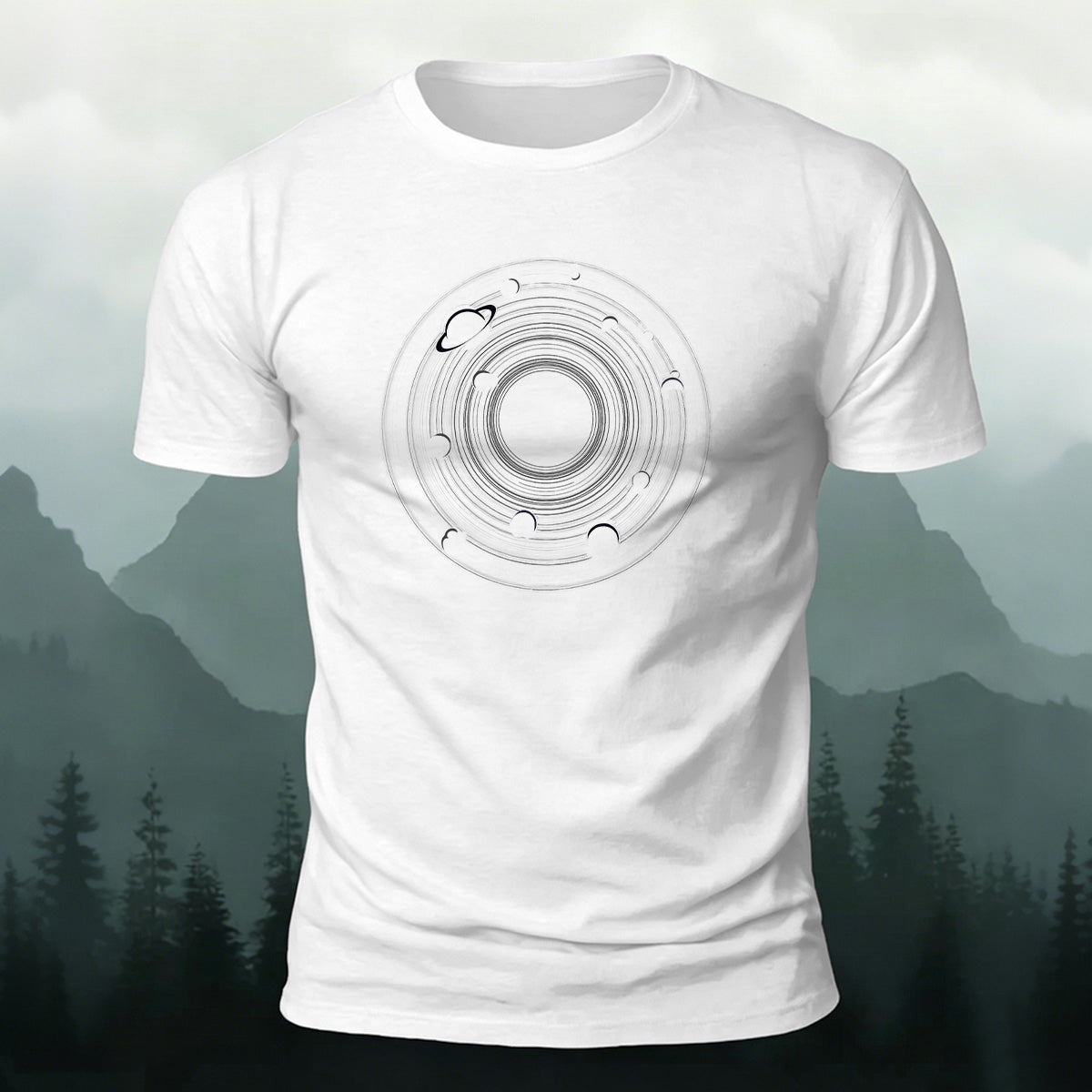 Vast Space Pattern Print Soft-touch Feel T-Shirt White