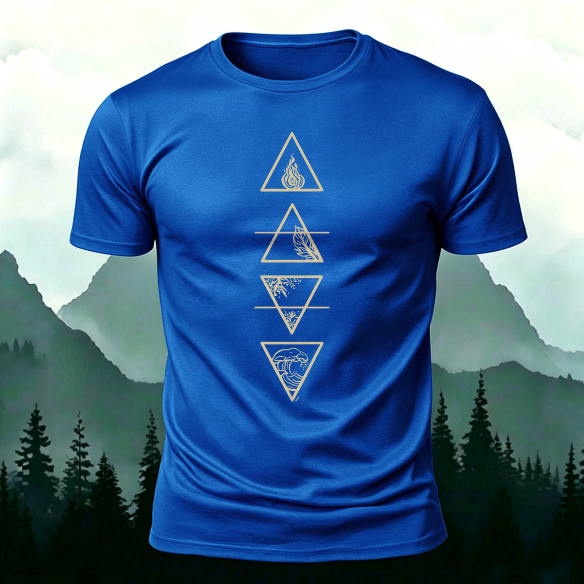Triangle Print Classic Casual 100% Cotton T-Shirt