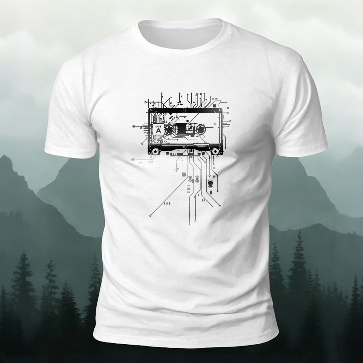 Minimalist Equipment Wiring Print Premium Cotton T-Shirt